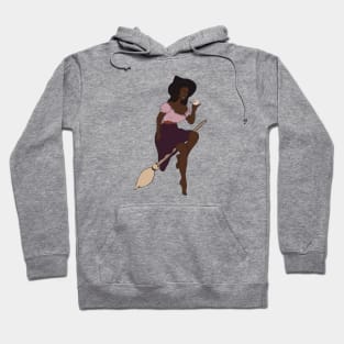 Beautiful Black Witch Flying On Her Magic Broom Hoodie